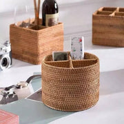 Cesta de Armazenamento de Vime em Rattan Feita a Mão Cesta de Armazenamento de Vime em Rattan Feita a Mão Bellaffina Redondo 