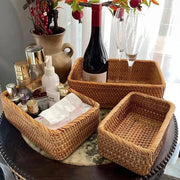 Cesto de Palha Rattan Feito a Mão Cesto de Palha Rattan Feito a Mão Bellaffina Kit 3 Peças (P+M+G) 