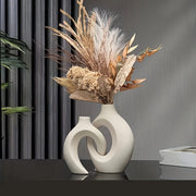 Conjunto com 2 Vasos Decorativos de Cerâmica para Sala e Mesa Conjunto com 2 Vasos Decorativos de Cerâmica para Sala e Mesa Bellaffina Branco 