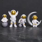 Conjunto de 4 Esculturas Decorativas de Astronauta Conjunto de 4 Esculturas Decorativas de Astronauta Bellaffina Amarelo 