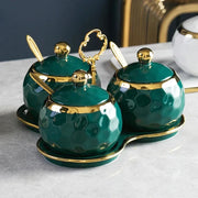 Conjunto de Potes Cerâmica Kit Açucareiro e Saleiro Conjunto de Potes Cerâmica Kit Açucareiro e Saleiro Bellaffina Verde 