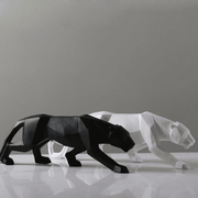 Decoração de Mesa de Resina Escultura Leopardo Estátua Decorativa Pantera Geométrica Bellaffina 