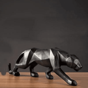 Decoração de Mesa de Resina Escultura Leopardo Estátua Decorativa Pantera Geométrica Bellaffina Preto 