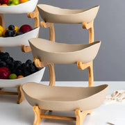 Fruteira de Mesa Cesta de Fruta Bambu Fruteira de Mesa Cesta de Fruta Bambu Bellaffina Bege (3 camadas) 