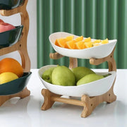 Fruteira de Mesa Cesta de Fruta Bambu Fruteira de Mesa Cesta de Fruta Bambu Bellaffina Branco (2 camadas) 