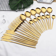 Jogo de Talheres Inox 24 Peças de Luxo Jogo de Talheres Inox 24 Peças de Luxo Bellaffina Dourado 