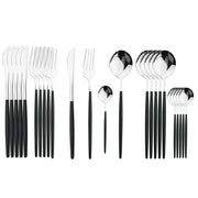 Jogo de Talheres Inox 24 Peças de Luxo Jogo de Talheres Inox 24 Peças de Luxo Bellaffina Preto e prateado 