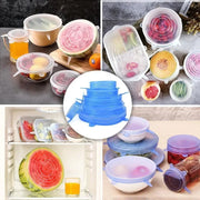 Kit de 6 Tampas de Silicone Reutilizáveis e Sustentáveis! Tampas de Silicone Sustentáveis e Reutilizáveis Bellaffina 