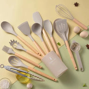 Kit de Utensílios de Cozinha de Silicone com 12 Peças Kit de Utensílios de Cozinha de Silicone com 12 Peças Bellaffina Cinza 