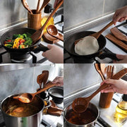 Kit Utensílios de Cozinha 7 Peças de Madeira Kit Utensílios de Cozinha 7 Peças de Madeira Bellaffina 