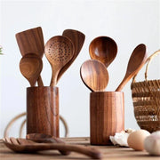 Kit Utensílios de Cozinha 7 Peças de Madeira Kit Utensílios de Cozinha 7 Peças de Madeira Bellaffina 