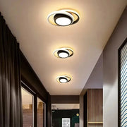 Luminária de Teto LED com Design Circular Para Quarto e Sala Luminária de Teto LED com Design Circular Para Quarto e Sala Bellaffina Preto Branco Quente 