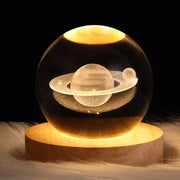 Luminária Decorativa Espacial Luz Noturna 3D Bola Cristal Luminária Decorativa Espacial Luz Noturna 3D Bola Cristal Bellaffina Saturno 