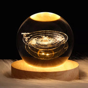 Luminária Decorativa Espacial Luz Noturna 3D Bola Cristal Luminária Decorativa Espacial Luz Noturna 3D Bola Cristal Bellaffina Sistema Solar 