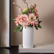 Vaso Decorativo de Cerâmica Cilíndrico para Mesa e Sala Vaso Decorativo de Cerâmica Cilíndrico para Mesa e Sala Bellaffina Branco 