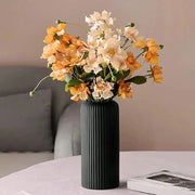 Vaso Decorativo de Cerâmica Cilíndrico para Mesa e Sala Vaso Decorativo de Cerâmica Cilíndrico para Mesa e Sala Bellaffina Preto 